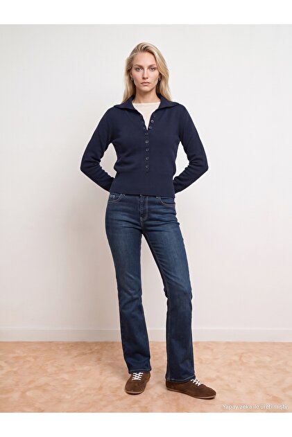 72353 Low Waist Lycra Flare Jean-Navy Blue