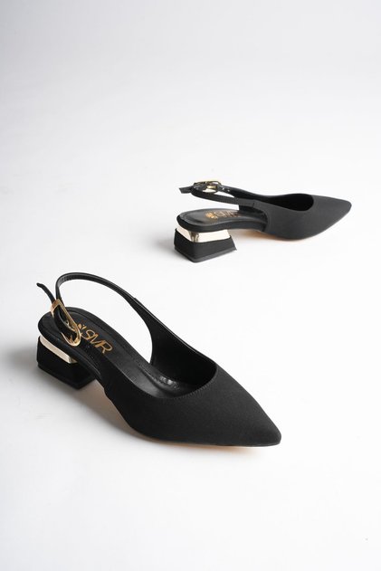 Babet Side Gold Buckle Detailed Heel Gold Plated Detailed Comfortable Daily Shoes