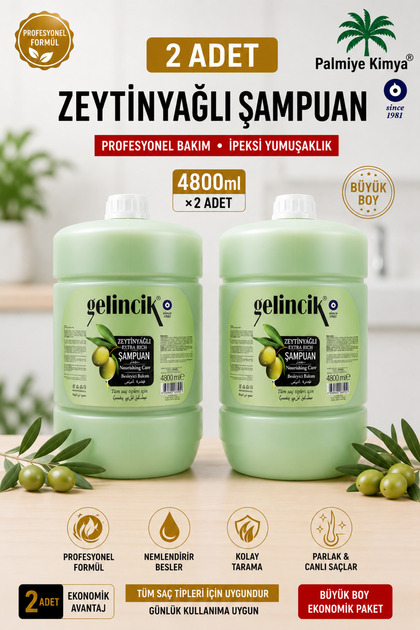 ZEYTİNYAĞI EKSTRAKTLI ŞAMPUAN 4800 ML 1+1 (2 Adet * 4800Ml)