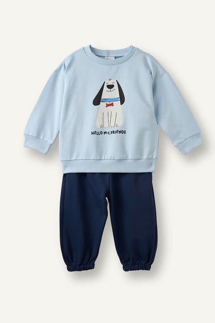 2-Piece Dog Printed Blue Baby Boy Top and Bottom Set H8482A5/Be343