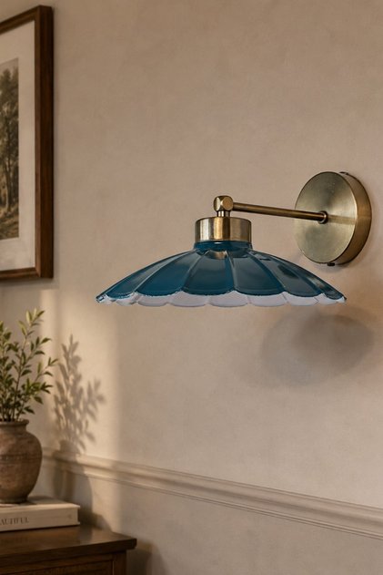 Risso Sea Green Flat Body Wall Sconce Metal Rustic E27 Single Cafe Boutique Lamp Lighting