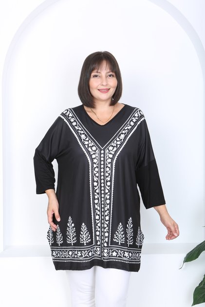Women's Lycra Viscose V-Neck Plus Size Tunic