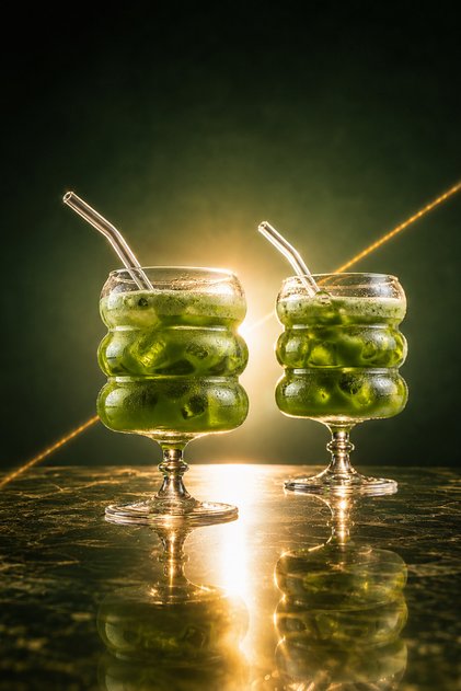 Set of 2 Viral Spiral Borosilicate Glasses with Straws, Heat-Resistant Presentation Cups