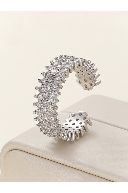 Silver Embellished Spider Web Ring