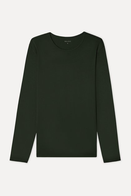 Men's Khaki Crew Neck Long Sleeve T-Shirt
