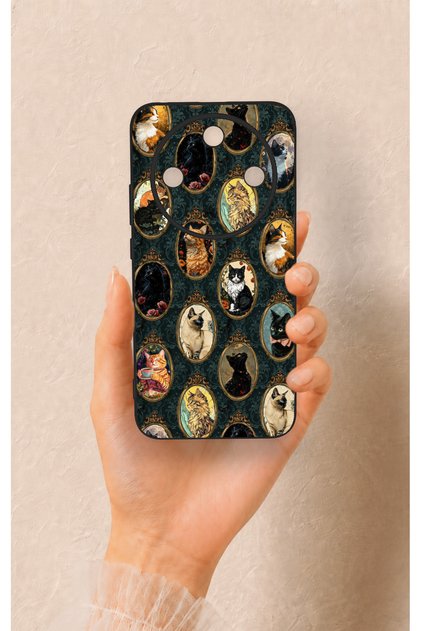 Honor Magic 8 Lite Compatible Vintage Cat Portraits Patterned Silicone Case
