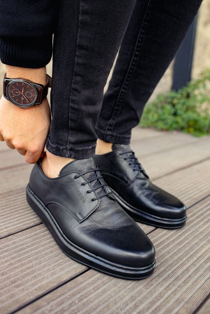Ch003 - Dst Classica Pelle Di Cuoio Men's Shoes Black