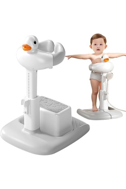 Baby Shower Stand with Support Stool, Baby Bath Adjustable Toddler Shower Stand Shower Sta