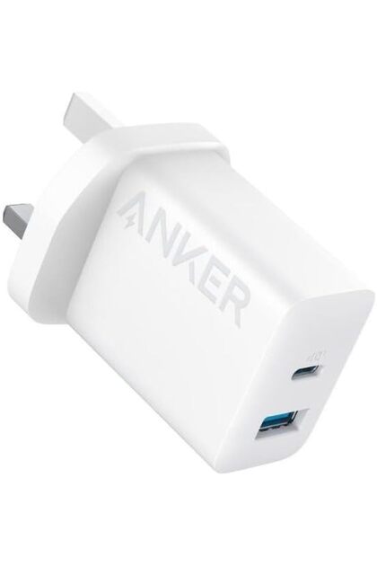 شاحن أنكر USB-C، شاحن آيفون، شاحن حائط سريع بمنفذين USB بقوة 20 واط، شاحن USB-C لأجهزة آيفون