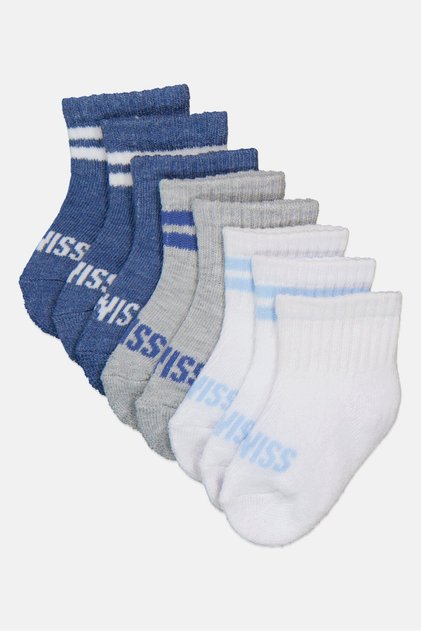 Toddlers Boy 8 Pairs Brand Logo Quater Socks, Multicolor