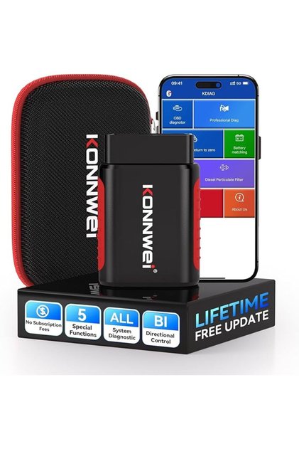 ماسح ضوئي KDIAG OBD2 بتقنية البلوتوث - أداة تشخيص كاملة للسيارة تشمل المحرك وناقل الحركة ونظام الفرامل المانعة للانغلاق ونظام مراقبة ضغط الإطارات