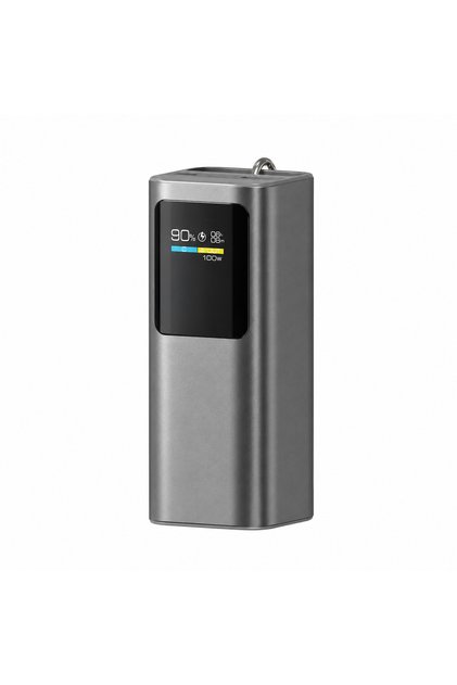 100W Ultra Hızlı Şarj Powerbank 20000 mAh PD 3.0 TFT Ekranlı Dahili Type-C Kablolu Gri