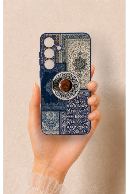 Samsung S25 Plus Compatible Turkish Coffee and Kilim Patterned Silicone Case