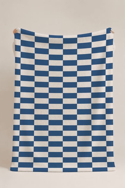 Capri Blue Tile Patterned Multi-Purpose Fleece Blanket & Coverlet