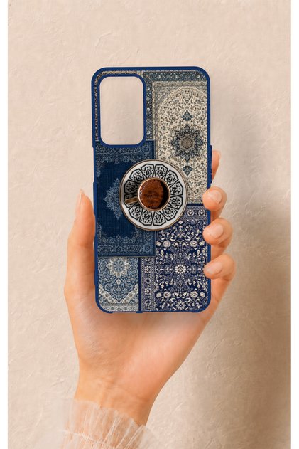 Oppo A16 Compatible Turkish Coffee and Kilim Patterned Silicone Case