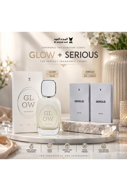 Glow Eau De Parfum 100ml + Serious 2ml 2pieces Tester Samples | Pack of 2 Fragrance Combo for Men & Women