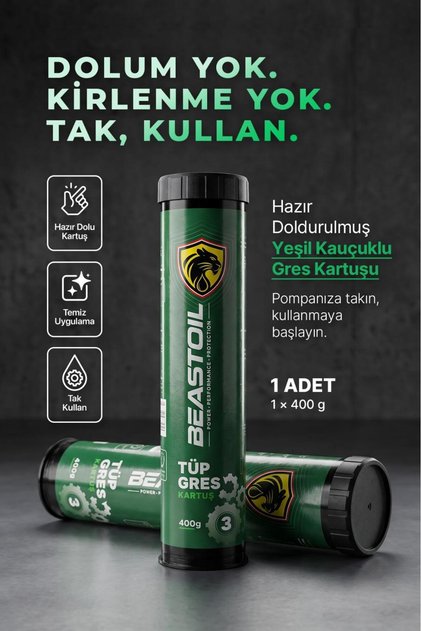 Yeşil Kauçuklu Gres Kartuşu 400 g (1 Adet)