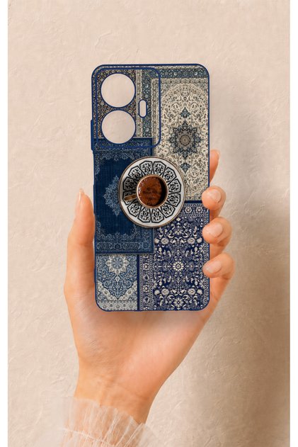 Realme C55 Compatible Turkish Coffee and Kilim Patterned Silicone Case