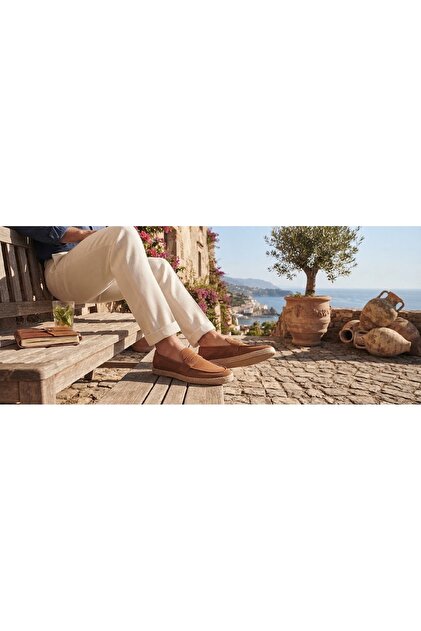 Men's 261016 Tan Suede Thick Sole Comfortable Original Daily Casual Loafer Oxford Walking Sports Sneaker Shoes