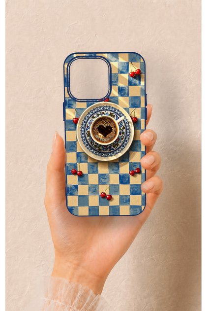 iPhone 15 Pro Max Compatible Heart Coffee Pattern Silicone Case