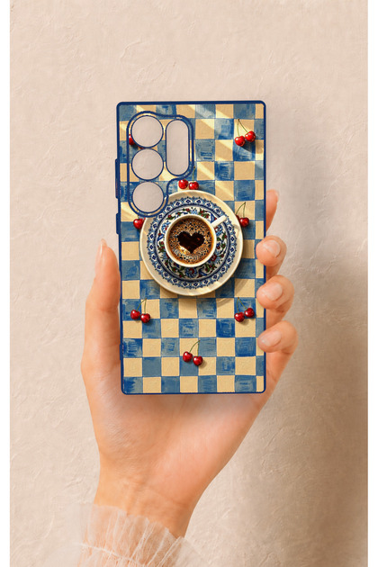 Samsung S24 Ultra Compatible Heart Coffee Pattern Silicone Case