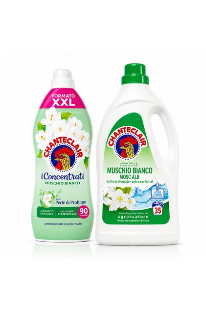 Set Mosc Alb, Detergent Lichid 35 Spălări + Balsam Concentrat XXL 90 Spălări