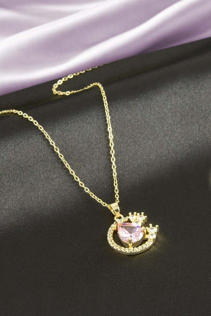 Drop Zircon Stone Steel Necklace