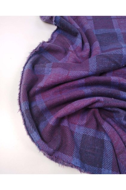 Purple Blue Plaid Jacquard Interlock Fabric Cardigan & Sweater Fabric 140X200Cm