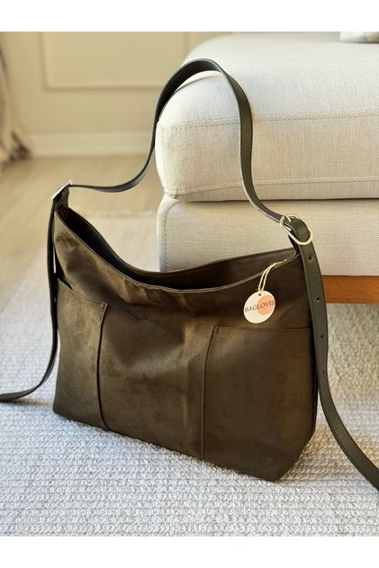 Adjustable Perforated Strap Shoulder and Crossbody Women's Bag with Front Pocket En42 Size28