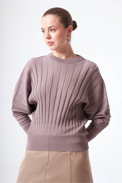 202 Elastic Waist Tricot Sweater Mink