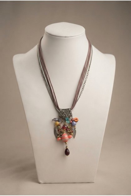 Handmade Special Design Necklace with Leather Cord and Bead Detail