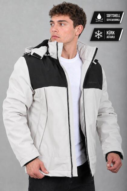 Segmented Softsheel Winter Coat with Fur Inside Kmd 889_50523-1