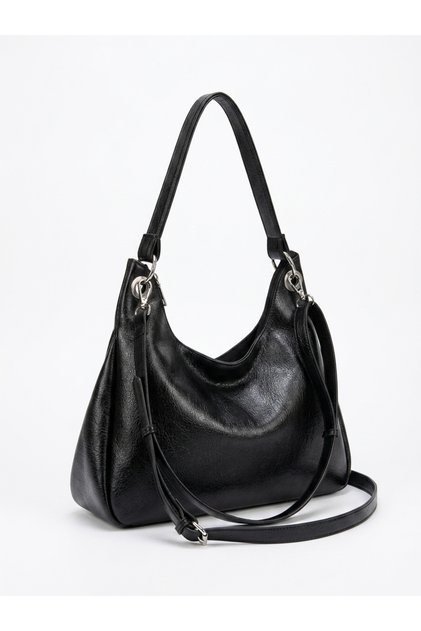 Women's Shoulder Bag Sofia with 2 Straps, Metal Ring and Clip Detail