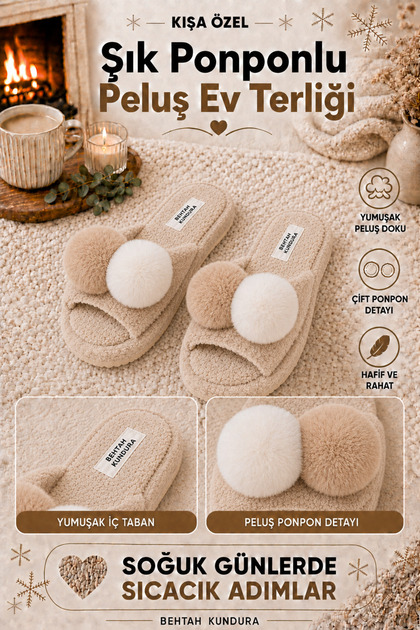 Women's Open-Front Pompom Maternity Postpartum Non-Slip Light-Sole Home Slippers Dowry Bundle