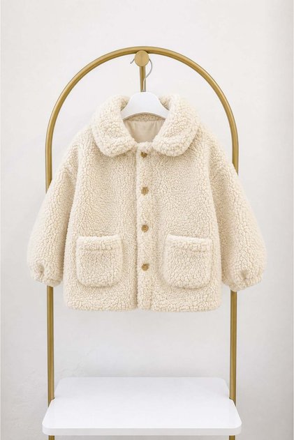 Vauva Children's Plush Coat Ecru