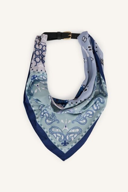 Women's Rectangular Buckle Scarf Detailed Faux Leather Casual Belt I7452Axns