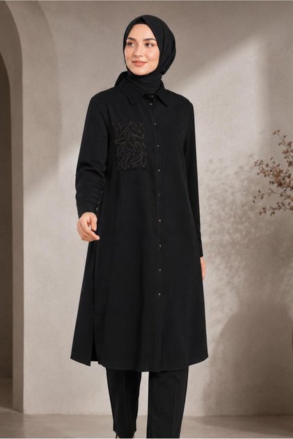Shirt Collar Embroidered Tunic 21039