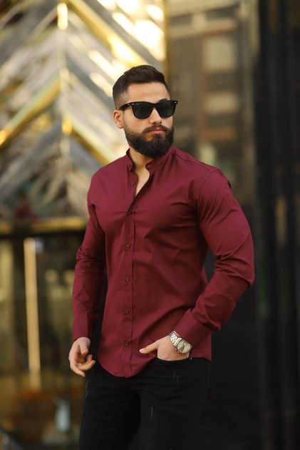 HAKİM YAKA SLİM FİT LİKRALI GÖMLEK