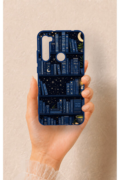 Redmi Note 8 Compatible Night Themed Bookshelf Patterned Silicone Case