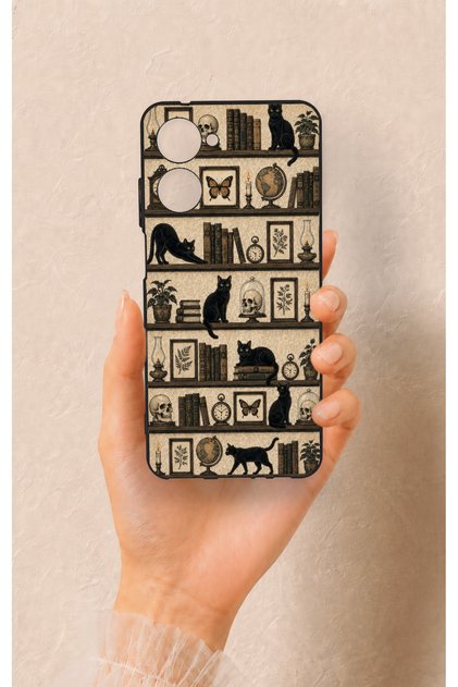 Realme 10 Compatible Vintage Black Cat Patterned Silicone Case