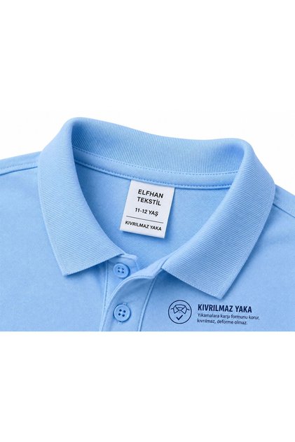 100% Cotton Polo Non-Curling Collar Long Sleeve School T-Shirt Breathable Fabric