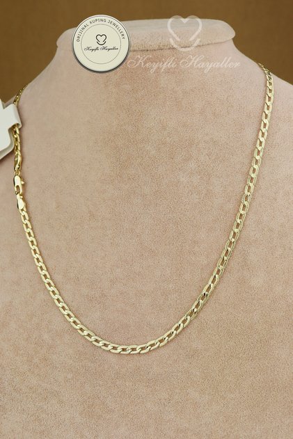 Xuping Kolye - Vip Xuping Çizgili Halka Zincir 14K Gold 44cm Şık Xuping Kolye