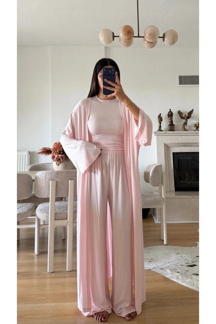 Pink Viscose Triple Set - 4137