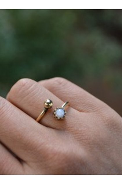 Moonstone Handmade Ring - Gold Color -