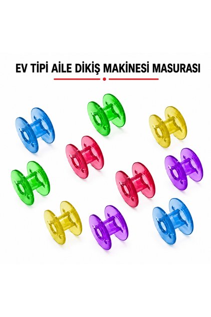 Ev Tipi Aile Dikiş Makinesi Renkli Plastik Geniş Masura 10'lu Set