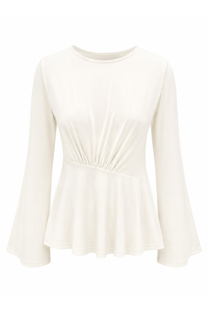 Kadın Bel Büzgülü İspanyol Kol Peplum Bluz 0245