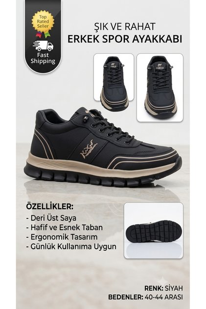 Tough Men's Black Daily Winter Sports Shoes