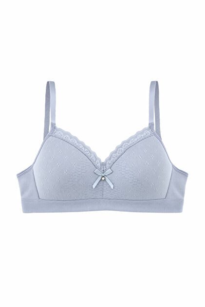 Lace Detailed Soft Fabric Comfortable C Cup Bra Without Underwire | 85C-100C