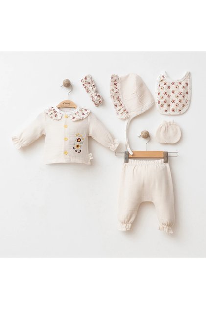 CoÅŸay Baby Girl 0-3 Months Flower Embroidered Muslin Set of 6