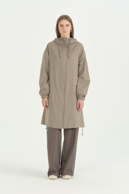Sabit Kapüşonlu Oversize Yağmurluk - Yeşil